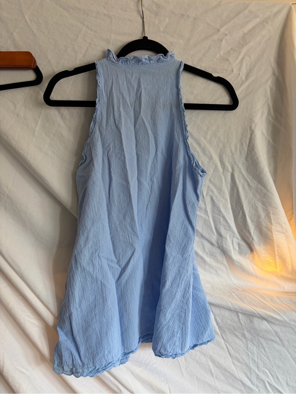 Light Blue Ruffled Halter Tank Top - Picture 2 of 2
